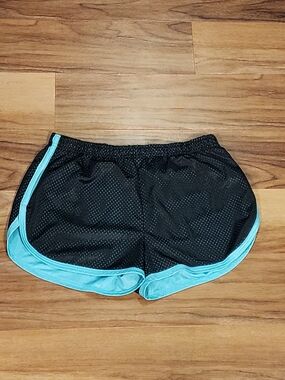 Zone Pro Black Athletic Shorts with Aqua Trim